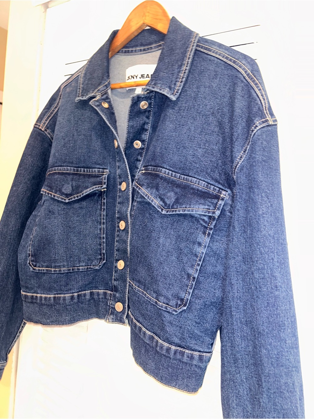 DKNY Medium Blue Cropped Denim Jacket - Picture 4 of 7